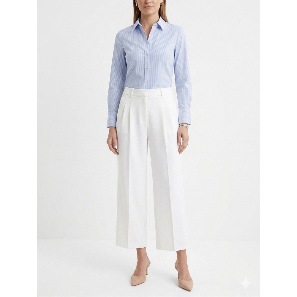 Gianni Bini White Cropped Wide Leg Dress Pants Women's Size 8 Office Career‎